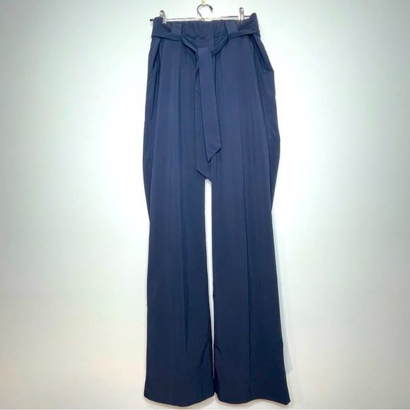 ATHLETA Destination Wide Leg Women's Pants Belt Stretch Navy Blue Size 6 Tall - Picture 1 of 10